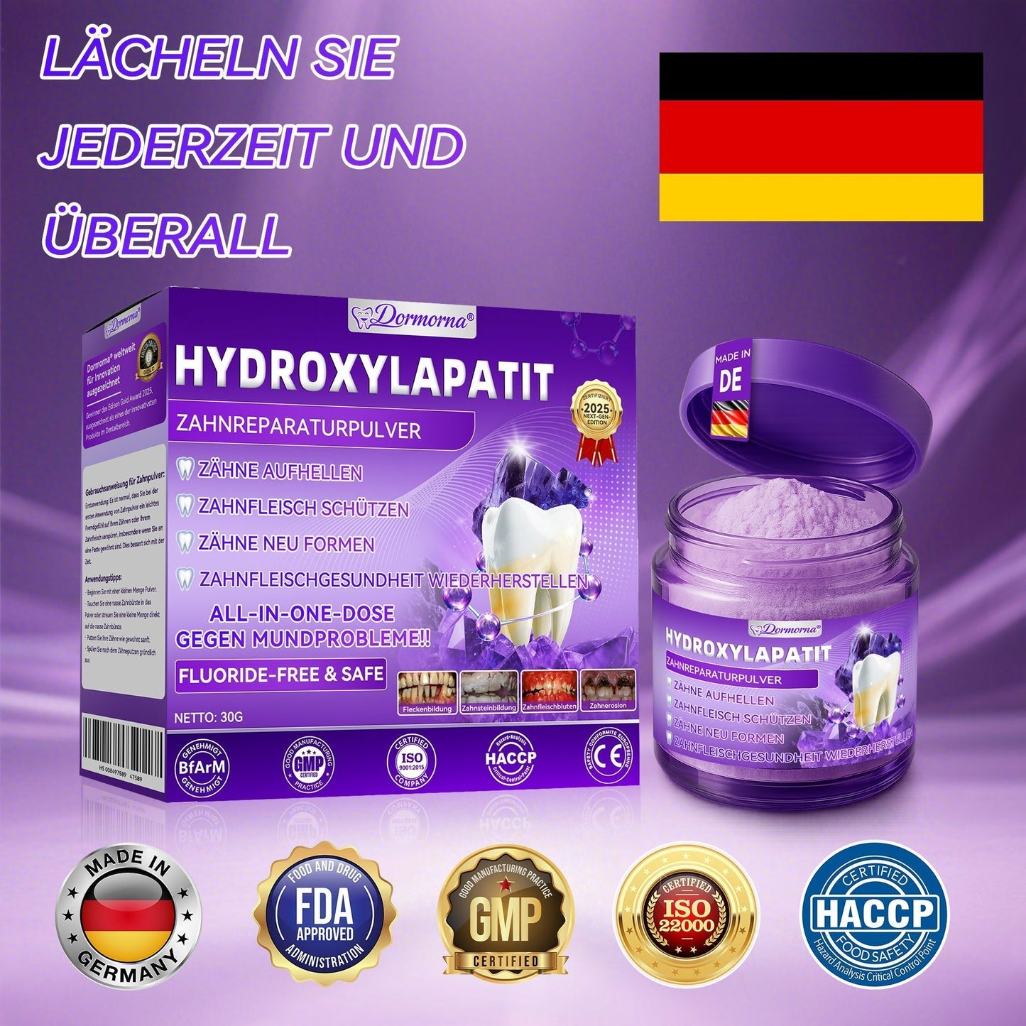 𝐃𝐨𝐫𝒎𝒐𝒓𝙣𝙖® 𝐻𝑦𝑑𝑟𝑜𝑥𝑦𝑙𝑎𝑝𝑎𝑡𝑖𝑡  𝑍𝑎ℎ𝑛𝑟𝑒𝑝𝑎𝑟𝑎𝑡𝑢𝑟𝑝𝑢𝑙𝑣𝑒𝑟👨‍⚕️Repariert effektiv Karies, Zahnfleischprobleme, empfindliche Zähne, Mundgeschwüre und gelbe Zähne und verbessert die gesamte Mundgesundheit💎