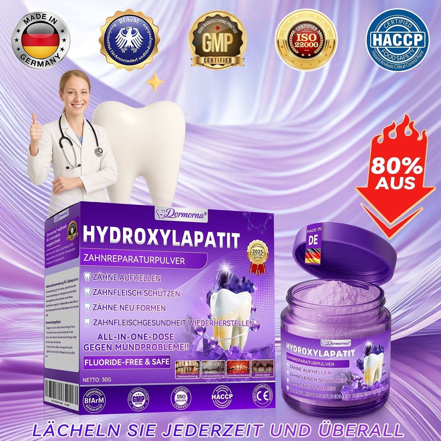 𝐃𝐨𝐫𝒎𝒐𝒓𝙣𝙖® 𝐻𝑦𝑑𝑟𝑜𝑥𝑦𝑙𝑎𝑝𝑎𝑡𝑖𝑡  𝑍𝑎ℎ𝑛𝑟𝑒𝑝𝑎𝑟𝑎𝑡𝑢𝑟𝑝𝑢𝑙𝑣𝑒𝑟👨‍⚕️Repariert effektiv Karies, Zahnfleischprobleme, empfindliche Zähne, Mundgeschwüre und gelbe Zähne und verbessert die gesamte Mundgesundheit💎